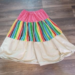 Vintage 70s Color Block Boho Gypsy Festival Cloth Skirt Maxi Forest Fairycore sm